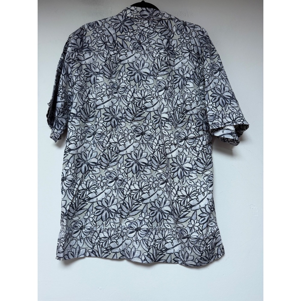 Tommy Bahama Button Down Shirt Mens Medium Grey Silk Excellent Floral Camp Shirt - Picture 5 of 6